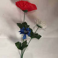 Штучна гілка мак, ромашка, василець (українська гілка), фото 2