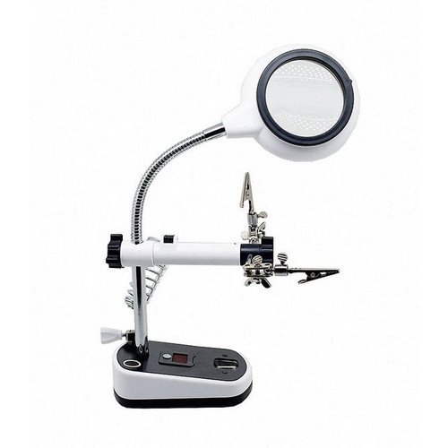 Тримач "третя рука" MG16075-8L (220V) c подсв., 2.5 Х 75мм+5X 20мм+ підставка