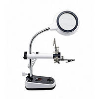 Тримач "третя рука" MG16075-8L (220V) c подсв., 2.5 Х 75мм+5X 20мм+ підставка