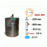 Медогонка 3-х. рамкова поворотна нержавіюча сталь AISI 304 з ел. приводом 12 В