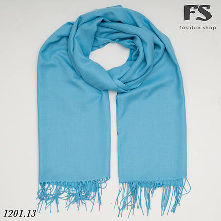 Блакитний стильний шарф із пашміни, фото 2