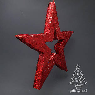 Звезда из пенопласта с присыпкой 34 см Красная, фото 2