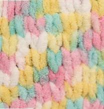 Пряжа Пуффи Колор Alize, колір 5862 біло\рожево\жовто\зелен для в'язання без спиць руками з петельками 1 моток 100г