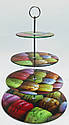 Кольорова стійка підставка фуршетна для тістечок капкейків чотириярусна Ø 15, 20, 25, 30 см, фото 2