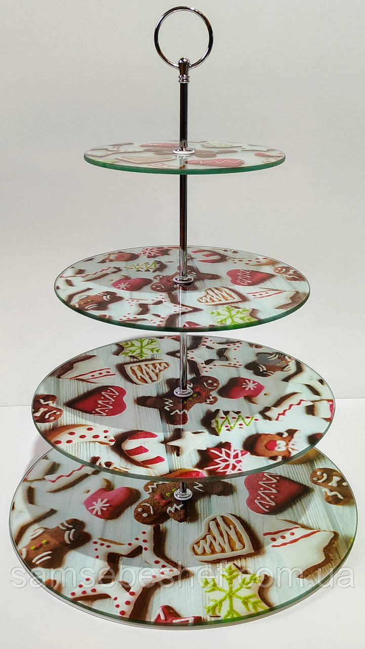 Кольорова стійка підставка фуршетна для тістечок капкейків чотириярусна Ø 15, 20, 25, 30 см, фото 1
