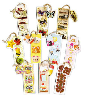 Закладки для книг дитячі з висічним елементом на бечівці, набір № 4 (50 шт.)