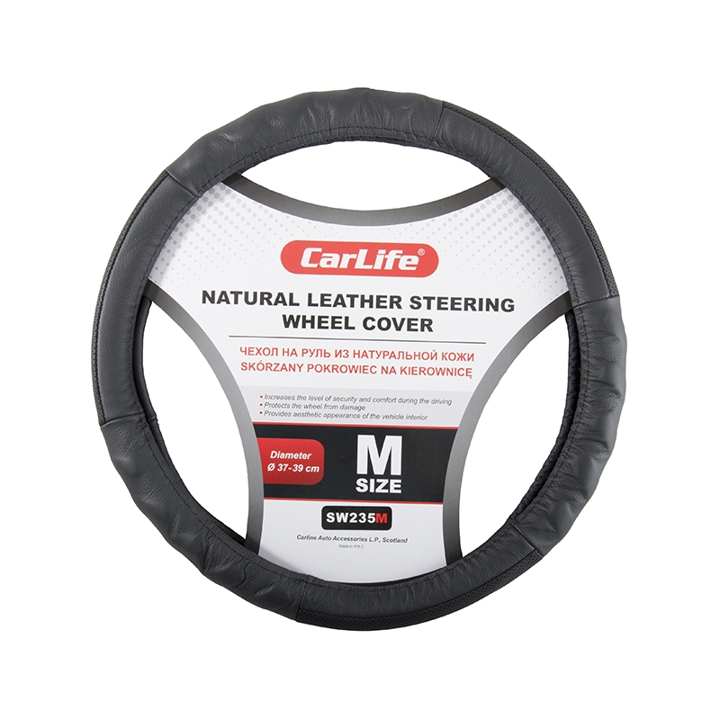 Чохол на кермо КІЖА M (37-38 см) чорний Carlife SW235, фото 1