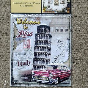 Вінілові інтер'єрна наклейка на стіну, вікно, наклейки в офіс "Пізанська вежа" Welome to Pisa (лист 26*31см), фото 2