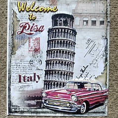 Вінілові інтер'єрна наклейка на стіну, вікно, наклейки в офіс "Пізанська вежа" Welome to Pisa (лист 26*31см)