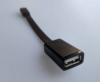 Кабель Aszune OTG Micro-USB 10 см чорний плоский Чорний