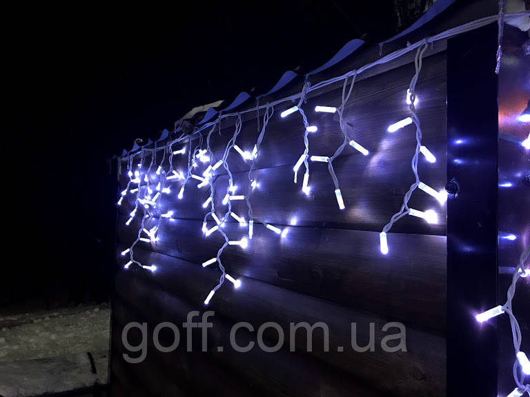 Вулична гірлянда бахрома 3x0, 7 м білий 100 LED на білому дроті