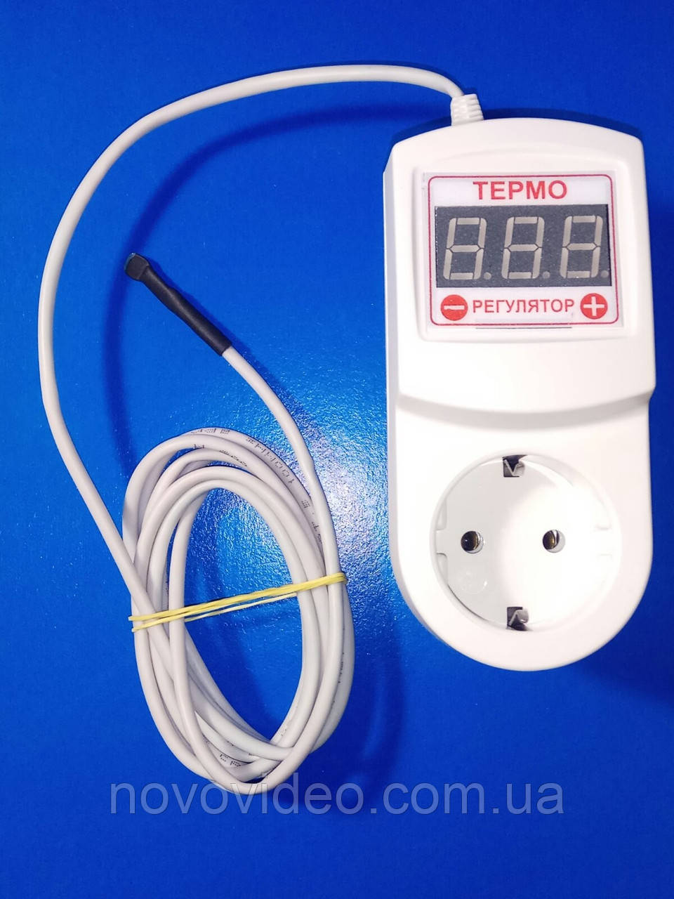 Терморегулятор цифровий ЦТР3-2Ч в розетку на 15А з заземленням, фото 1