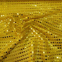 Пайеточная тканина копійка жовта, 100 см