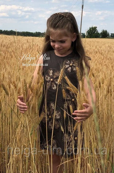 Сукня для дівчинки оригінального дизайну з натурального льону 152, фото 1