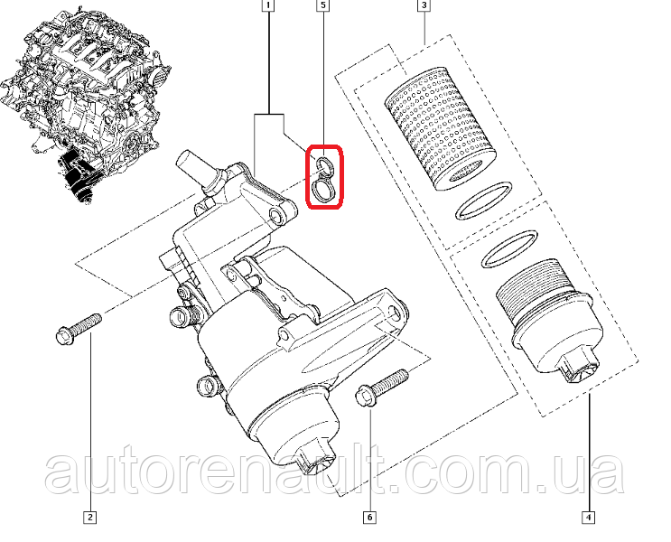 Прокладка корпуса масляного фильтра на Рено Мастер 2.5dCi - 06->(120/146л.с.) Renault (оригинал) 7701064298 - фото 4 - id-p126329636