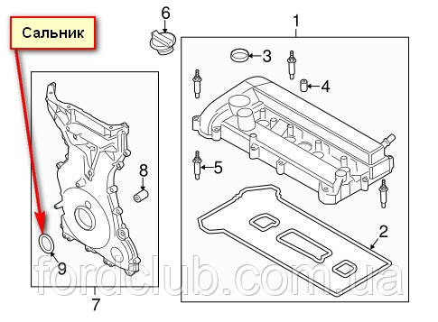 Сальник колінвала передній Ford Fusion USA 2.0 EcoBoost, 2.0 hybrid, 2.5; FoMoCo