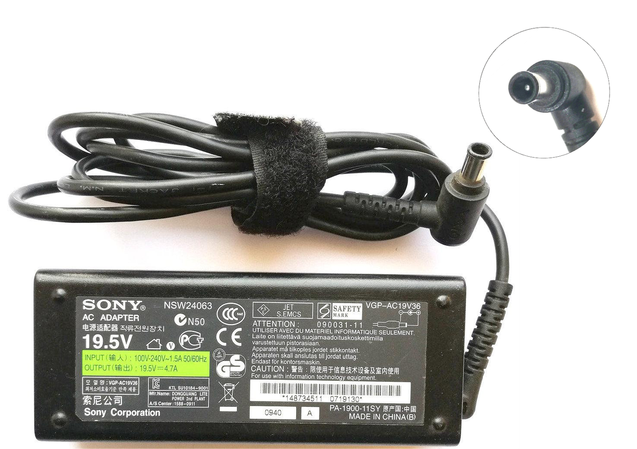 Блок питания Sony Vaio 90W 19.5V 4.7A  090031-11 (VGP-AC19V36) 6.5х4.4мм Б/У