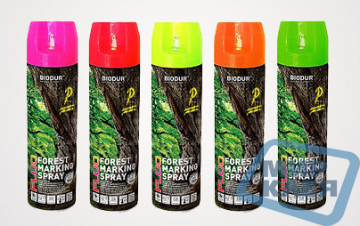 Аерозольна фарба Biodur Forest для маркування лісу 500 мл. Биодур (флуоресцентна)