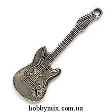 Метав. підвіска "гітара" срібло (2,7х5,5 см) 1 шт в уп.