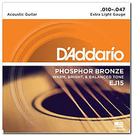 Струны для акустической гитары D'ADDARIO EJ15 Phosphor Bronze Extra Light