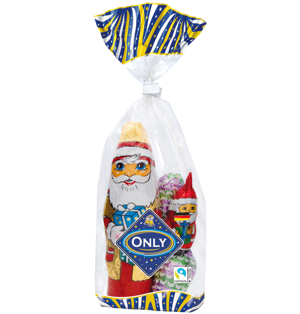 Фігурки з молочного шоколаду Santa Clauses MIX Only Санта Клаус мікс, 100 г, 24 шт/ящ