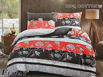 Постільна білизна сатин євро ELWAY 5068 Квітковий орнамент