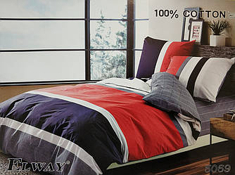 Сатинова постільна білизна полуторна ELWAY 5069 «Лінії»