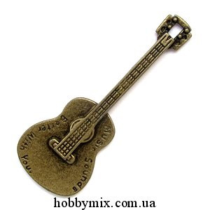 Метал. підвіска "гітара" бронза (2,3х6 см) 1 шт. в уп.