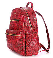 Женский кожаный рюкзак Poolparty Mini Croco Red (красный)