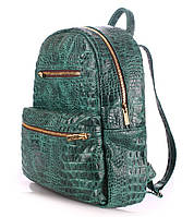 Женский кожаный рюкзак Poolparty Mini Croco Green (зеленый)
