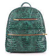 Жіночий шкіряний рюкзак Poolparty Mini Croco Green (зелений), фото 2