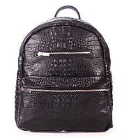 Женский кожаный рюкзак Poolparty Mini Croco Black (черный)