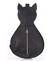 Женский кожаный рюкзак на одно плечо Poolparty Cat (черный)