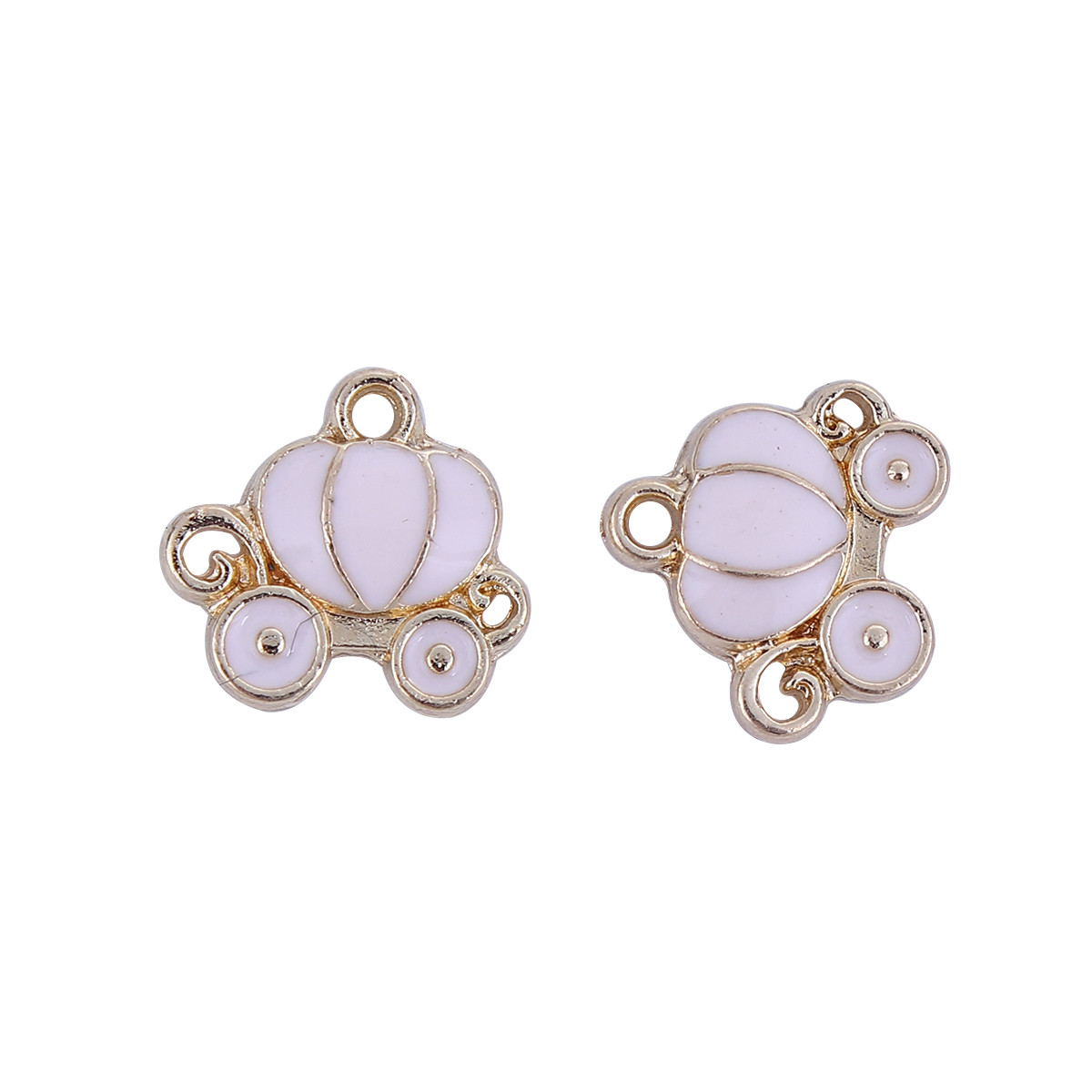 Підвіска металева Finding Кулон карета Золотистий Світло-рожева емаль 13 мм x 12 мм