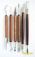 Набор стеков металлических, двухсторонних, 6 шт., деревянная ручка