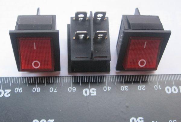 Перемикач KCD4-201 250V колір червоний (4pin)