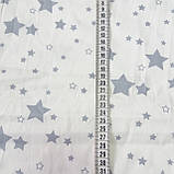 Сатин з сірими зірок на білому тлі, ширина 160 см, фото 2