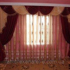 Ламбрекен у зал бордово-золотий, фото 1