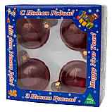 Набір ялинкових куль, 4 шт, D6 см, червоний, глянець, скло (390601-3), фото 3