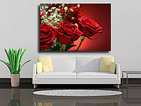 Картина на холсте "Макро букет из красных роз"