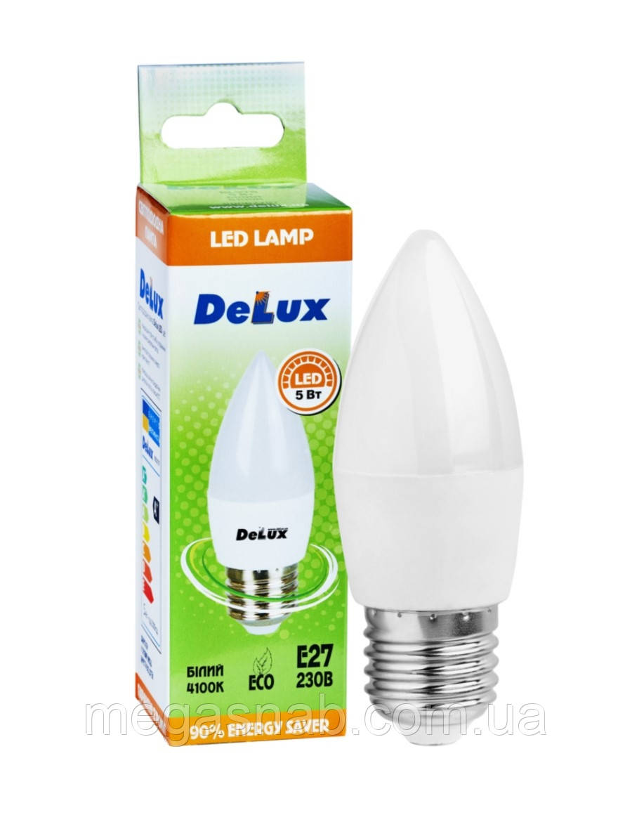 Лампа світлодіодна DELUX 5W 4100K E27 свічка