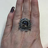 Кільце з раух-топазом квадратне димчастий кварц в сріблі 18,5-19 розмір. Кільце з каменем раух-топаз Індія, фото 3