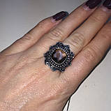 Кільце з раух-топазом квадратне димчастий кварц в сріблі 18,5-19 розмір. Кільце з каменем раух-топаз Індія, фото 2