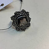 Кільце з раух-топазом квадратне димчастий кварц в сріблі 18,5-19 розмір. Кільце з каменем раух-топаз Індія, фото 5