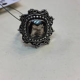 Кільце з раух-топазом квадратне димчастий кварц в сріблі 18,5-19 розмір. Кільце з каменем раух-топаз Індія, фото 4