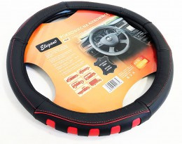 Чохол на кермо шкіра S (35-37 см) чорно-червоний Elegant 105730, фото 1