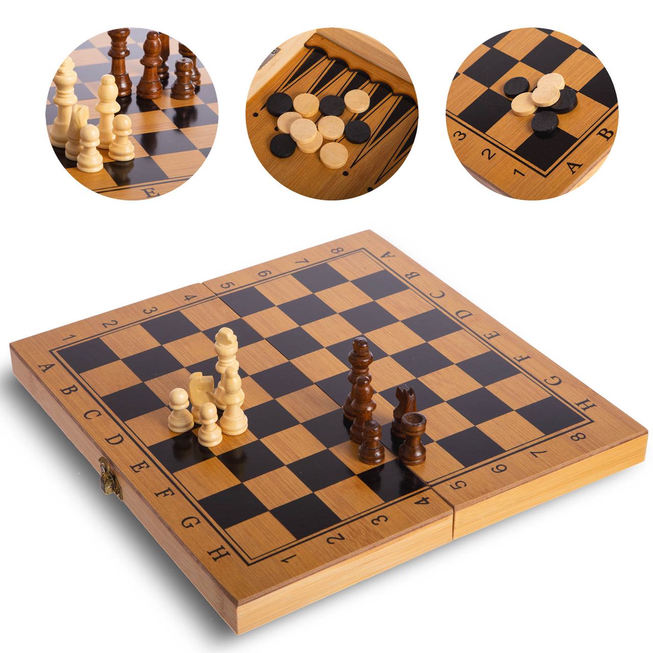 Шахи, шашки, нарди 3 в 1 (29х29см) бамбукові B-3116