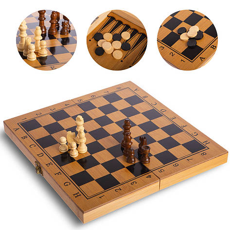 Шахи, шашки, нарди 3 в 1 (29х29см) бамбукові B-3116, фото 2