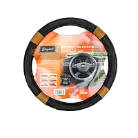 Чохол на кермо шкіра M (37-38 см) чорно-коричневий Elegant 105796