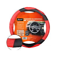 Чохол на кермо шкіра M (37-38 см) чорно-червоний Elegant 105666